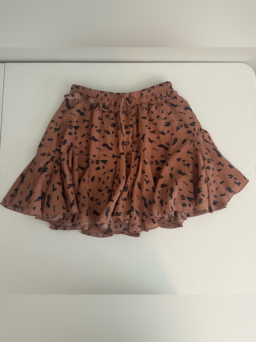 Women’s Entro Small Pink Orange Brown Leopard Print Skirt with built in shorts